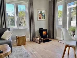 TV, fireplace, books - Garden Cottage in tranquil leafy Constantia with Solar backup (Cape Town)