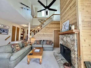 Smart TV, fireplace, DVD player, table football