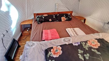 Exclusive Tent, 1 Queen Bed, Shared Bathroom (1) | Desk, laptop workspace, blackout drapes, soundproofing