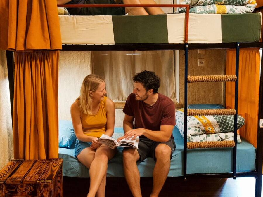 Desk, laptop workspace, blackout drapes, soundproofing