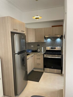 Apartment | Private kitchen | Full-size fridge, microwave, oven, stovetop - Tap VI 4F (Santo Domingo)