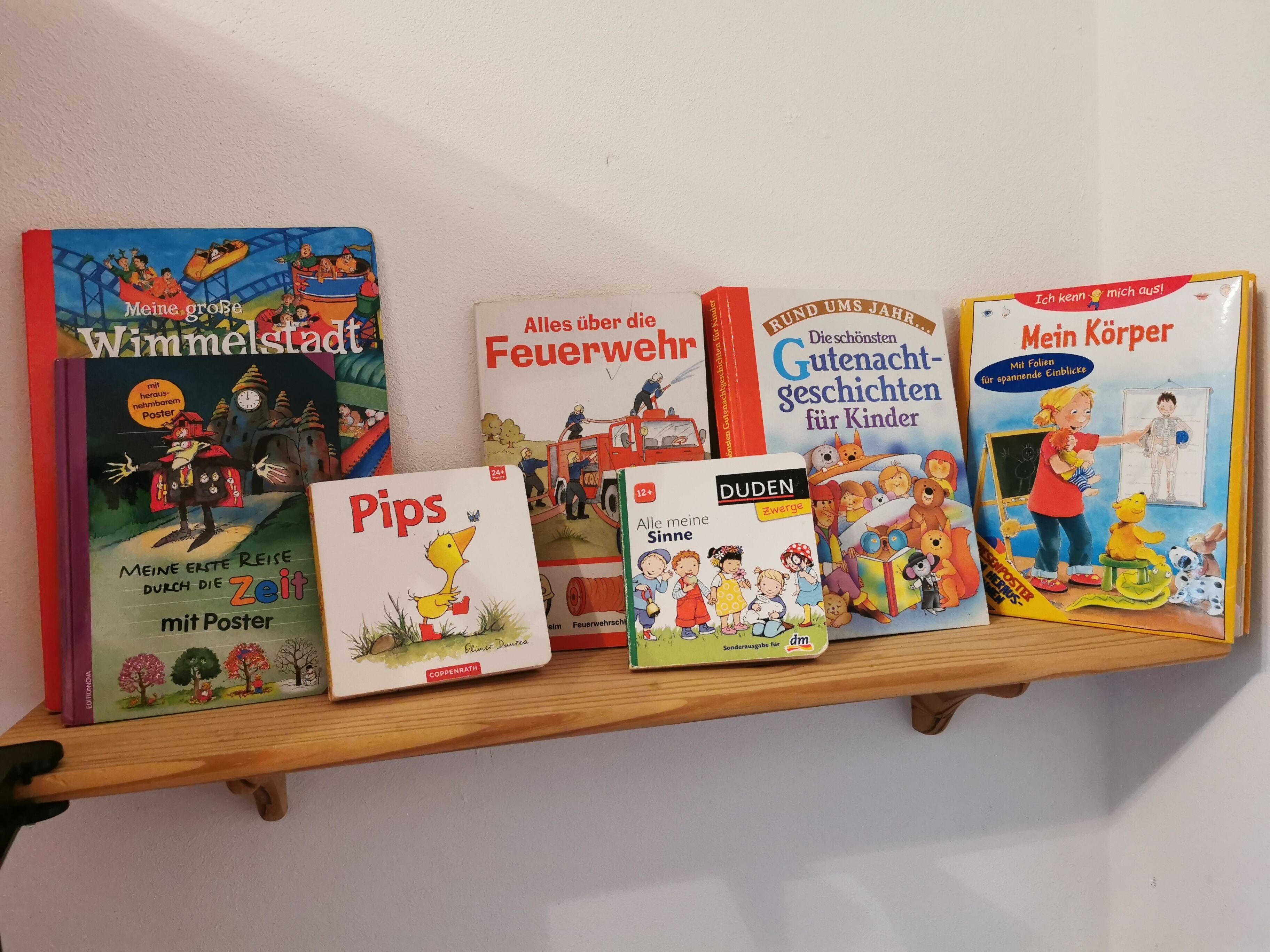 Una estantería con varios libros infantiles.
