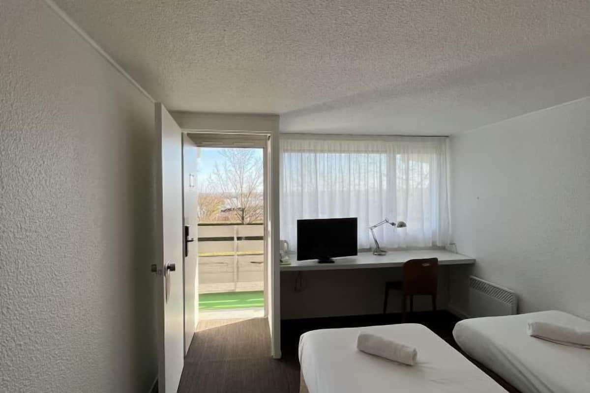 1 bedroom, desk, laptop workspace, iron/ironing board