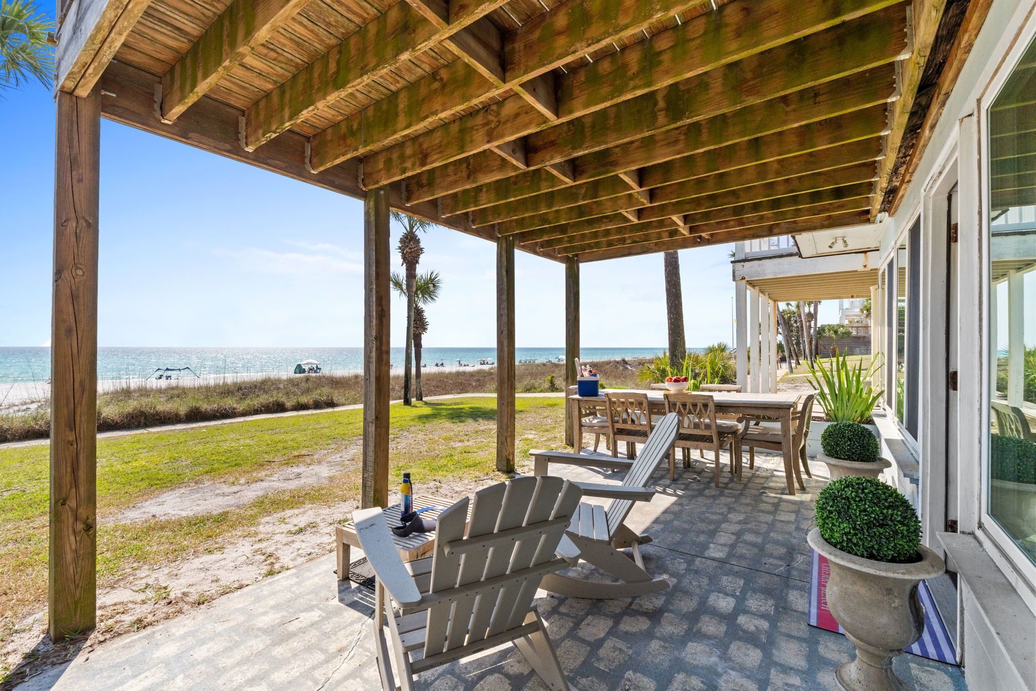 Casa panorámica, 3 habitaciones, patio, frente a la playa | Terraza o patio