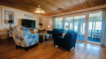 House, 4 Bedrooms, Beach View | Living area | 45-inch flat-screen TV with cable channels