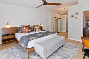 2 bedrooms, desk, iron/ironing board, travel cot