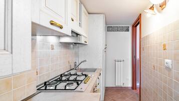 Mikrowelle, Ofen, Herdplatte, Wasserkocher mit Kaffee-/Teezubehör