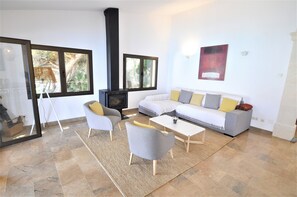 Televisión y chimenea 