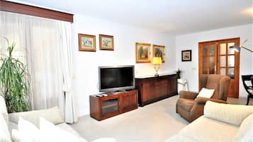 TV, fireplace