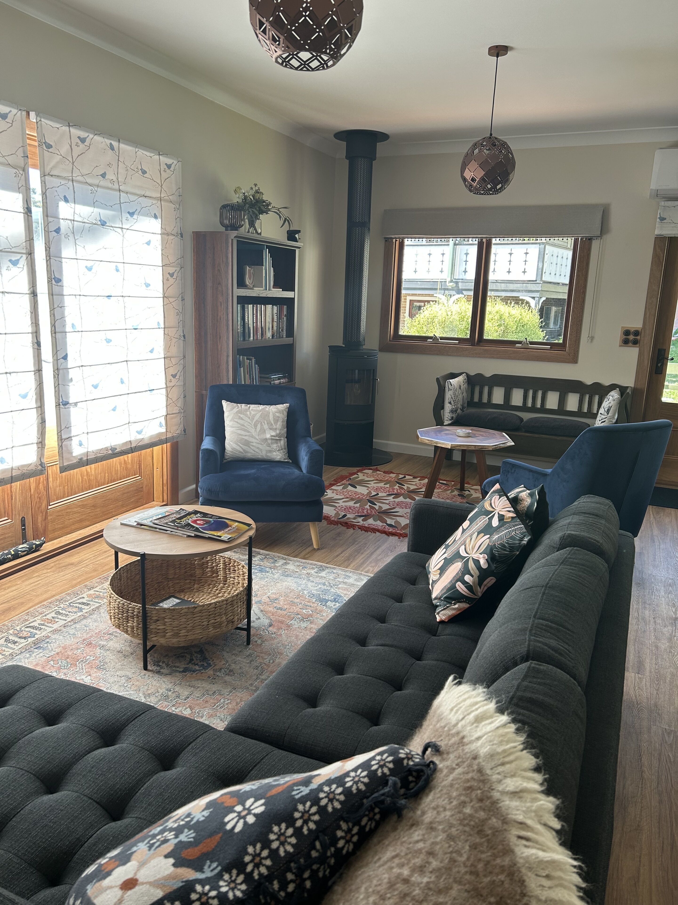 Smart TV, DVD player, books, video library