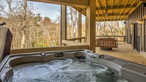 Terrace/patio - Mountain Brooks Retreat - Hot Tub | Close to Downtown Blue Ridge | Outdoor Fireplace (Blue Ridge)