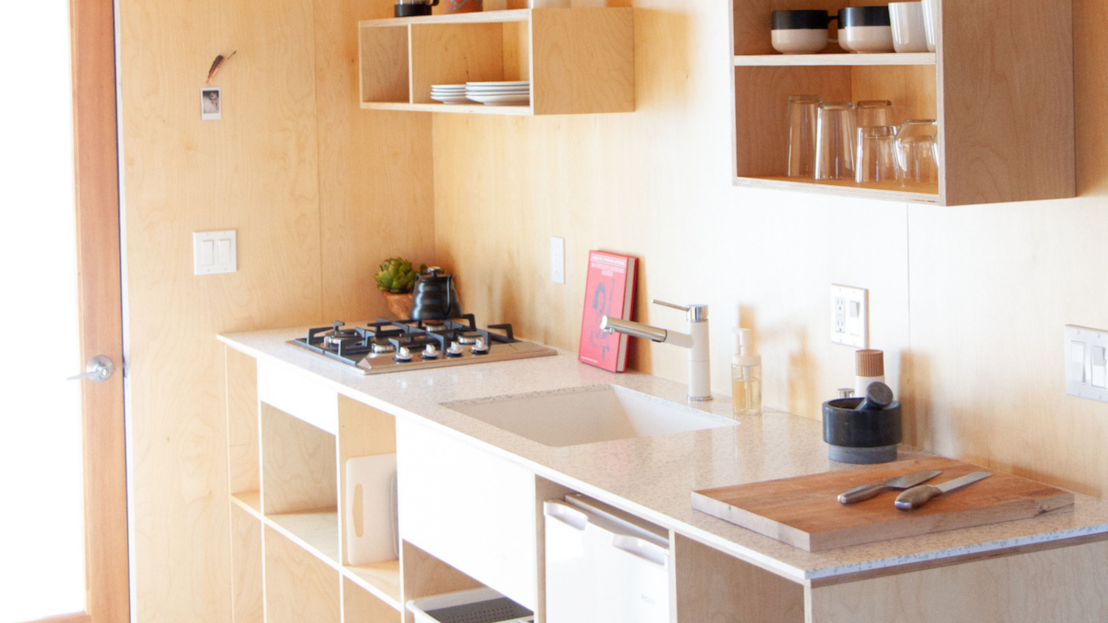 Fridge, microwave, stovetop, toaster