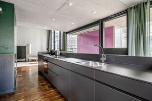 Fridge, microwave, oven, stovetop - Clean Wiedikon 2BR w/ Storage & W/D, close to Market, by Blueground (Zurich)