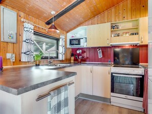 Fridge, microwave, oven, high chair