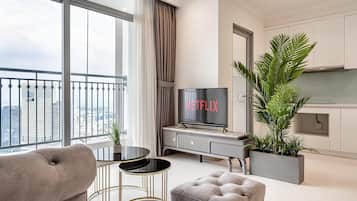 Télévision à écran plat, lecteur de DVD, films en premiÚre diffusion