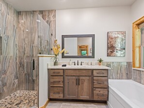 Shower, towels - Black Bear Ridge! Newly Built! 4BD/3.5 BA (Maggie Valley)