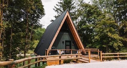 A-Frame Cabin on 95-acres with 2 private lakes