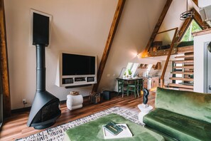 Smart TV, fireplace, stereo