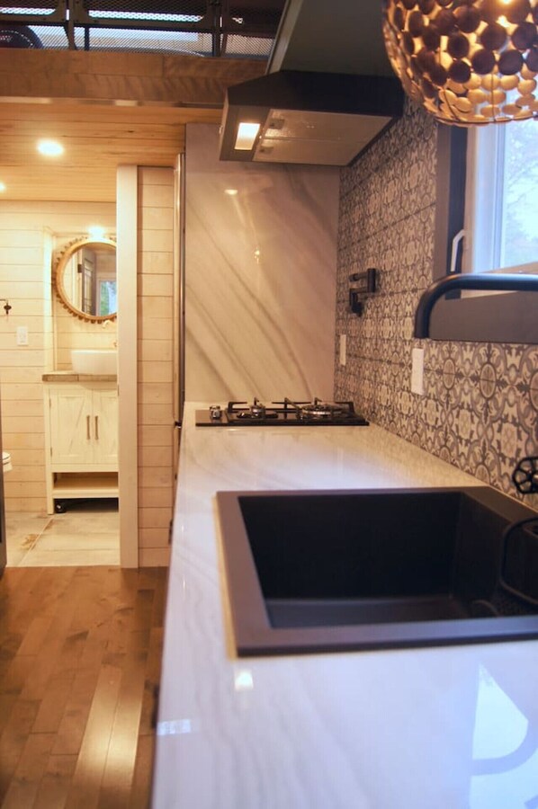 Réfrigérateur, micro-ondes, plaque de cuisson, lave-vaisselle