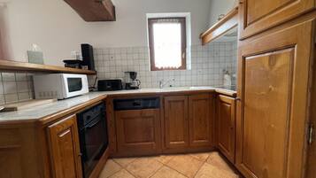 Fridge, microwave, dishwasher