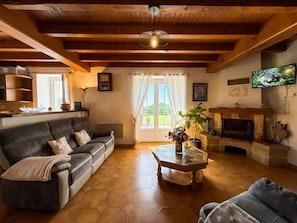 Televisión y chimenea