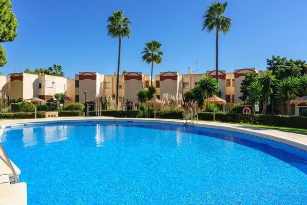 Pool - Riviera charm: 2BR Retreat with terrace, pool (Mijas)