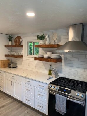 Fridge, microwave, dishwasher, blender