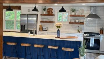 Fridge, microwave, dishwasher, blender