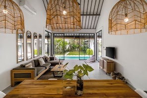 Deluxe Villa, 3 Bedrooms, Private Pool, Garden View | Living area | 32-inch Smart TV with digital channels