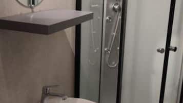 Shower, hair dryer, toilet paper