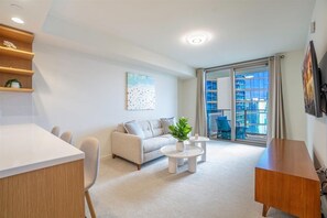 Living area - Sky Ala Moana 2307 1 Bedroom Condo by RedAwning (Honolulu)