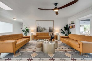 Smart TV, fireplace, video games, offices