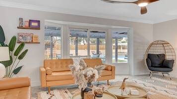 Smart TV, fireplace, video games, books