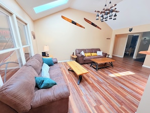 Smart TV, fireplace, foosball, stereo