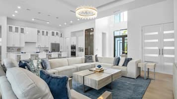 TV connectée, cheminée, table de tennis de table, chaßne hi-fi