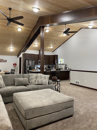 Living area. Farm Stay with your Horse! Upstairs Loft for you, updated Barn for your horse!