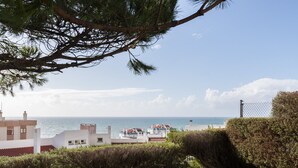 Un quartier résidentiel situé sur la côte, avec des maisons, un ciel dégagé et une vue sur la mer.
