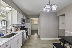 Fridge, microwave, oven, dishwasher