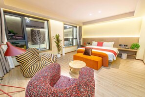 1 bedroom, premium bedding, down comforters, individually decorated