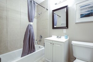 Eco-friendly toiletries, hair dryer, towels, soap