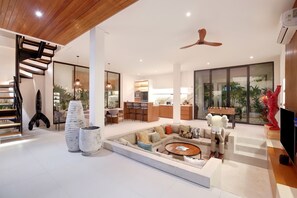 Villa | Living area | 43-inch Smart TV with digital channels, Netflix, streaming services