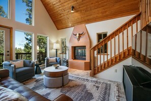 TV, caminetto, studio