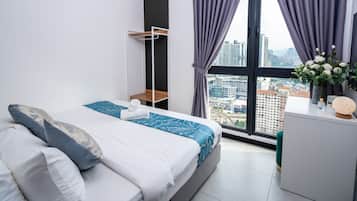 Apartemen Eksekutif | 2 kamar tidur, meja kerja, setrika/meja setrika, dan Wi-Fi gratis