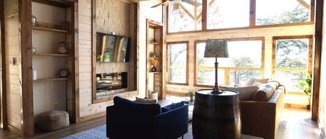 Télévision, cheminée