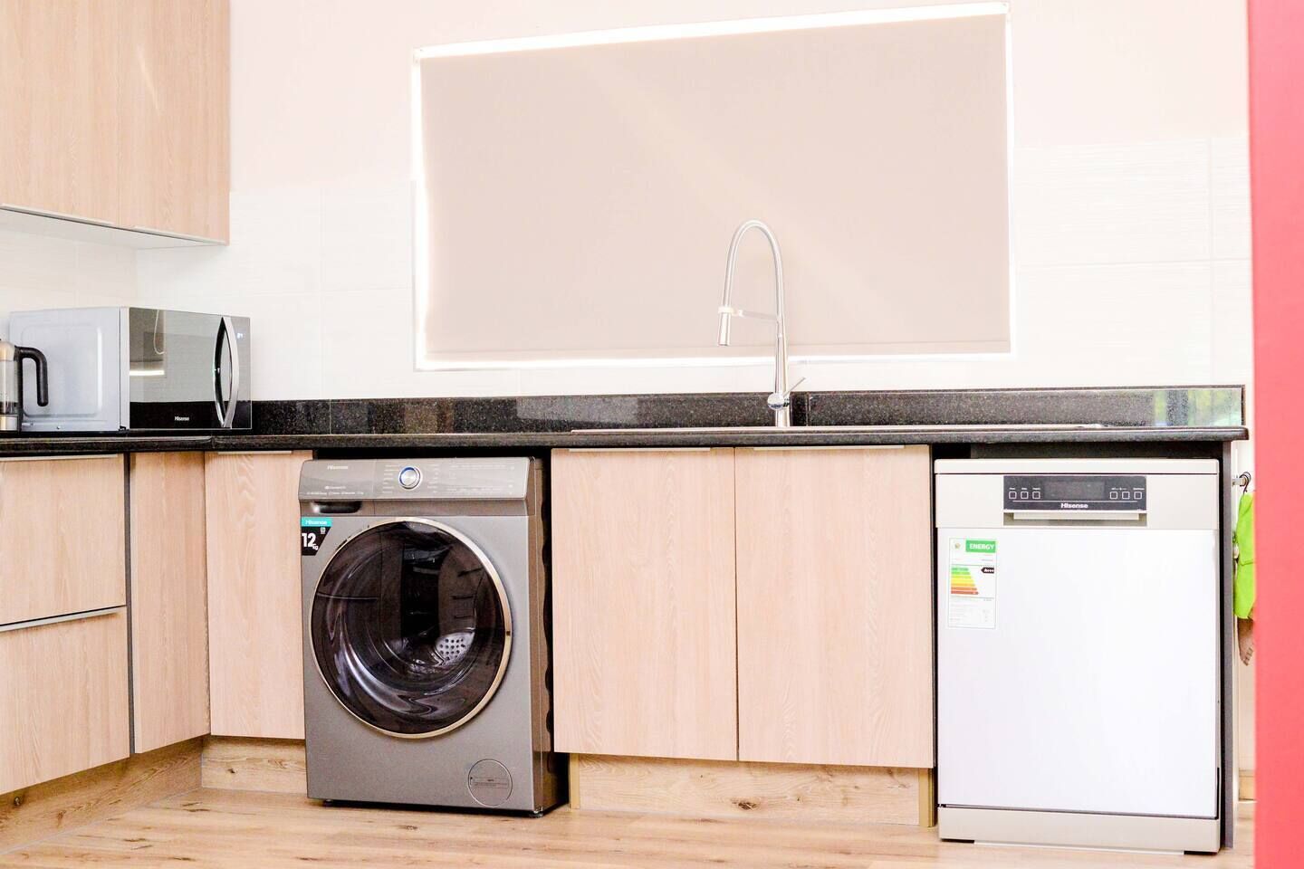 Fridge, microwave, oven, coffee/tea maker