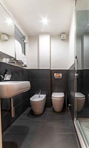 Shower, rainfall showerhead, hair dryer, bidet