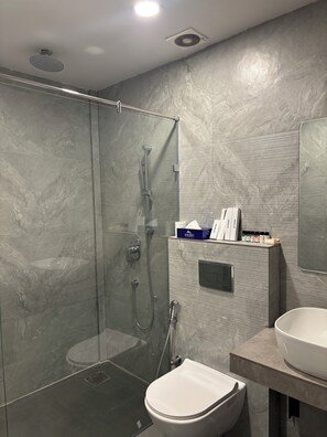 Separate tub and shower, deep soaking tub, hydromassage showerhead - Kashi Anandam Spiritual & Wellness Vedic Village (Varanasi)