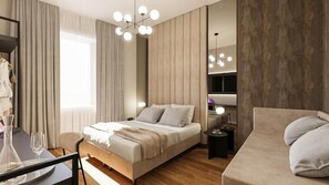 Habitació Deluxe | 1 dormitori, roba de llit d'alta qualitat i caixa forta a l'habitació 