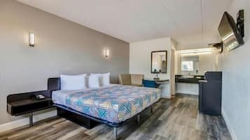 Desk, free WiFi, bed sheets