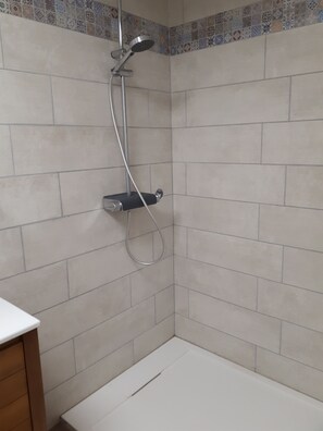 Dusche, Handtücher, Seife, Toilettenpapier